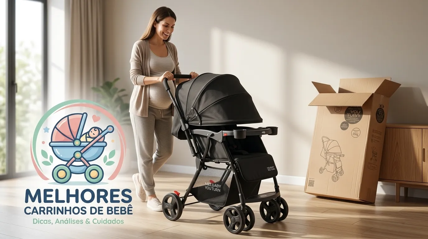 Conjunto carrinho passeio reversível com assento reclinável para bebê menina em rosa