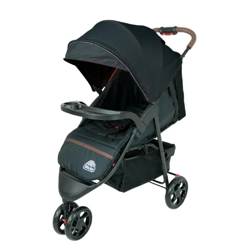 Carrinho de Bebê 3 Rodas Preto Reclinável Bibi Joy Até 15kg